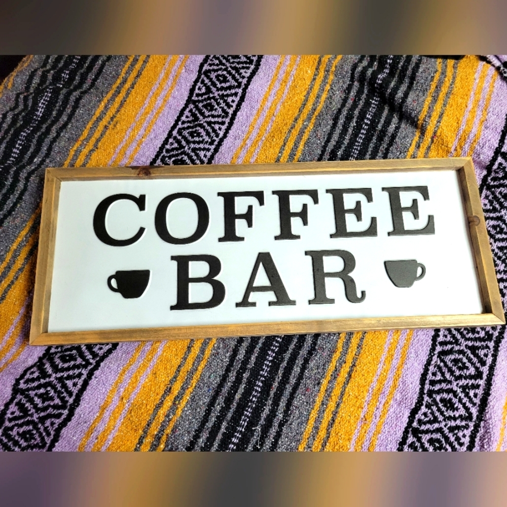 Giftcraft coffee bar sign metal wooden frame